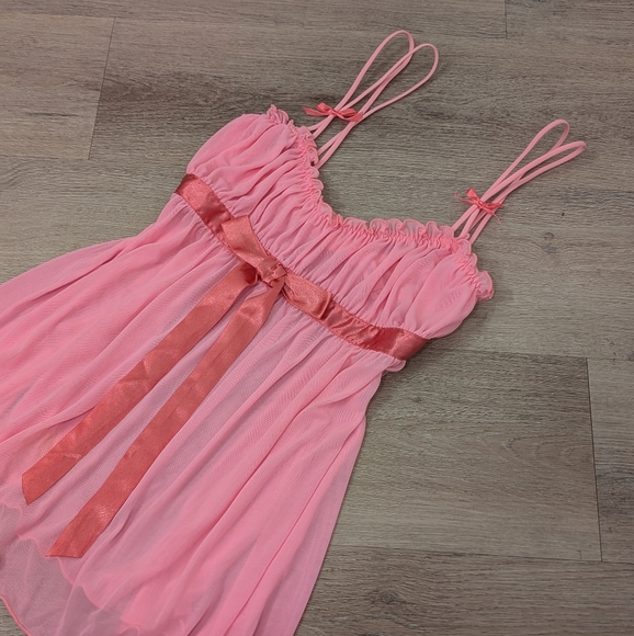 Vintage Y2K Victorias Secret Pink Babydoll Nighty Lingerie M Sabrina Carpenter - Picture 2 of 9